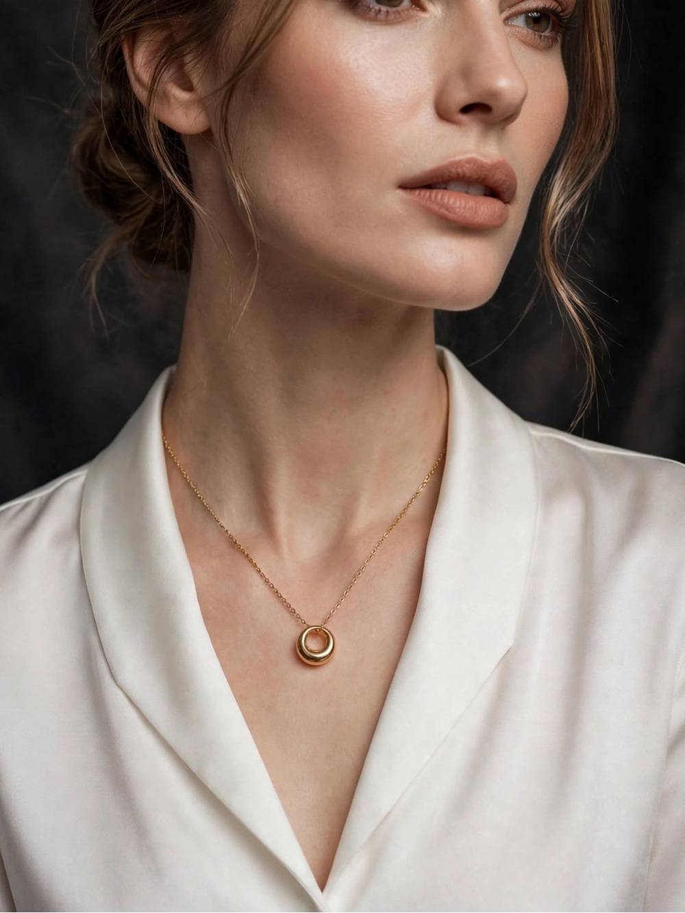 Gold Double Circle Pendant Necklace - Women Jewelry